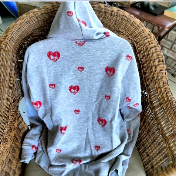 Marled Heart stamped hoodie L NWOT - Picture 4 of 16
